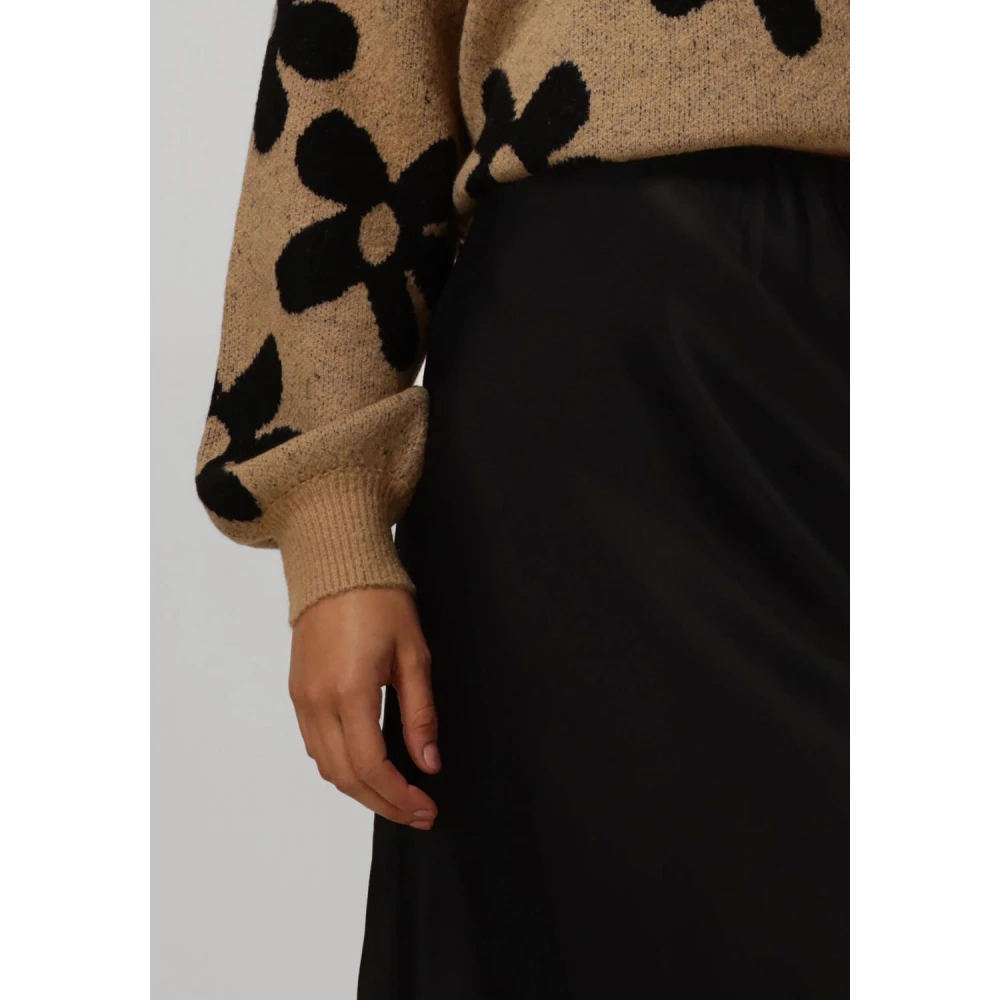 Pom Amsterdam Satin Zwarte Midi Rok Black Dames