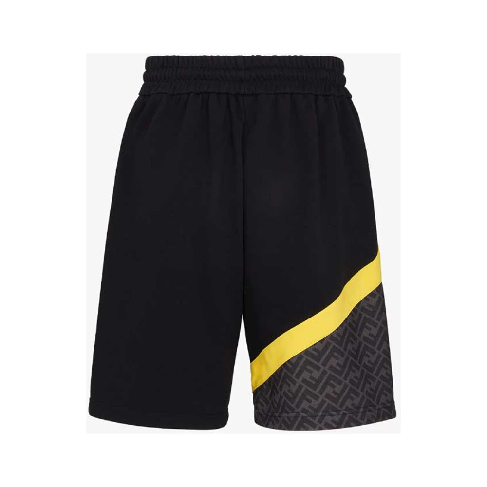 Fendi Luxe Zwart Diagonaal Patroon Shorts Black Heren