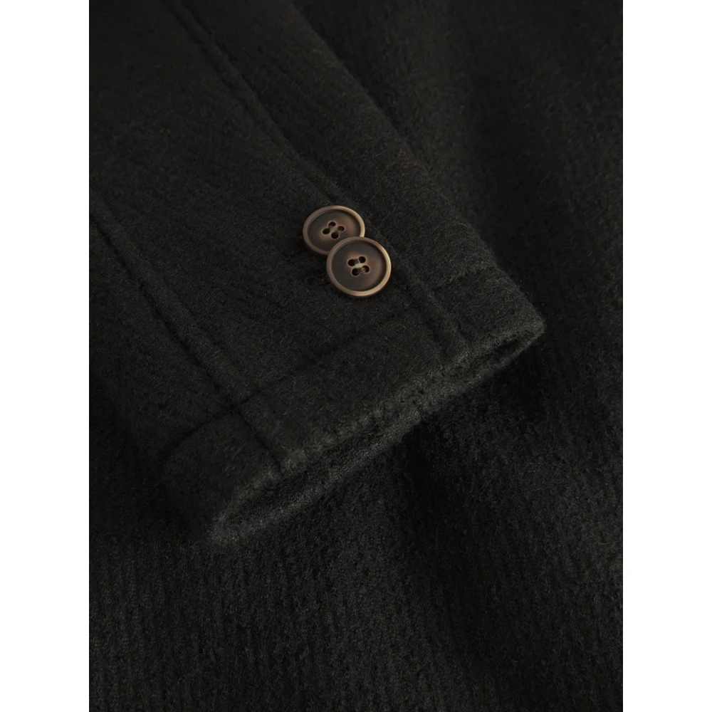 Gabba Zwarte Wollen Single-Breasted Jas Black Heren