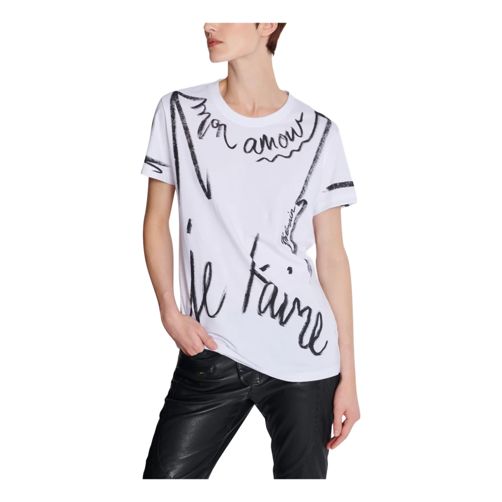 Balmain T-shirt met korte mouwen met 'Je t'aime' print White Dames