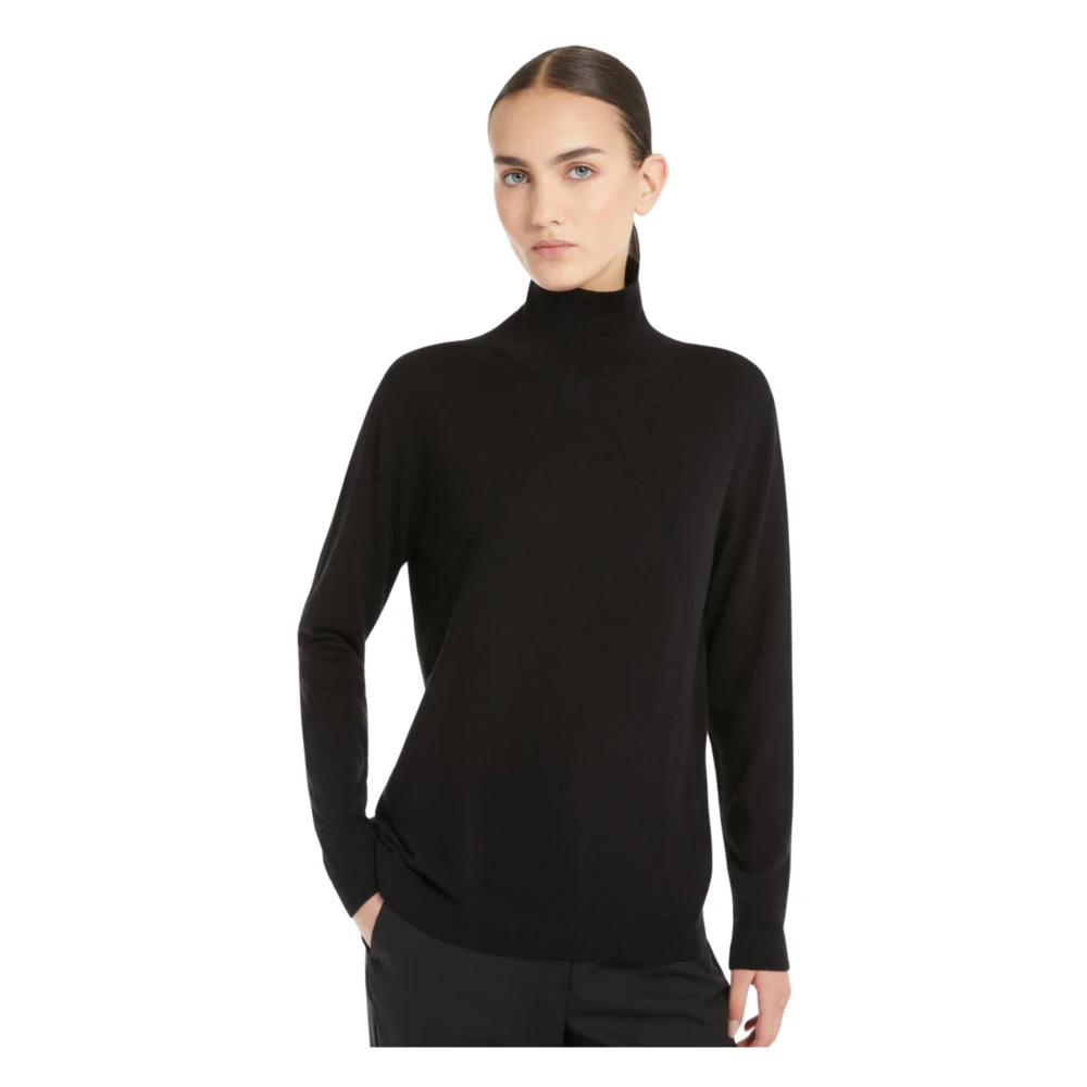Max Mara Weekend Zwarte zijden en wollen trui Black Dames