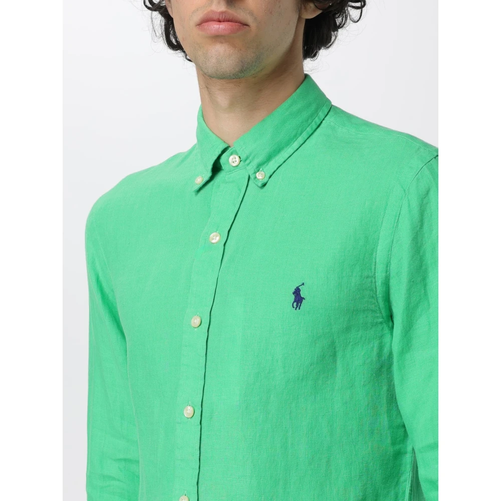Polo Ralph Lauren Linnen Overhemd Green Heren