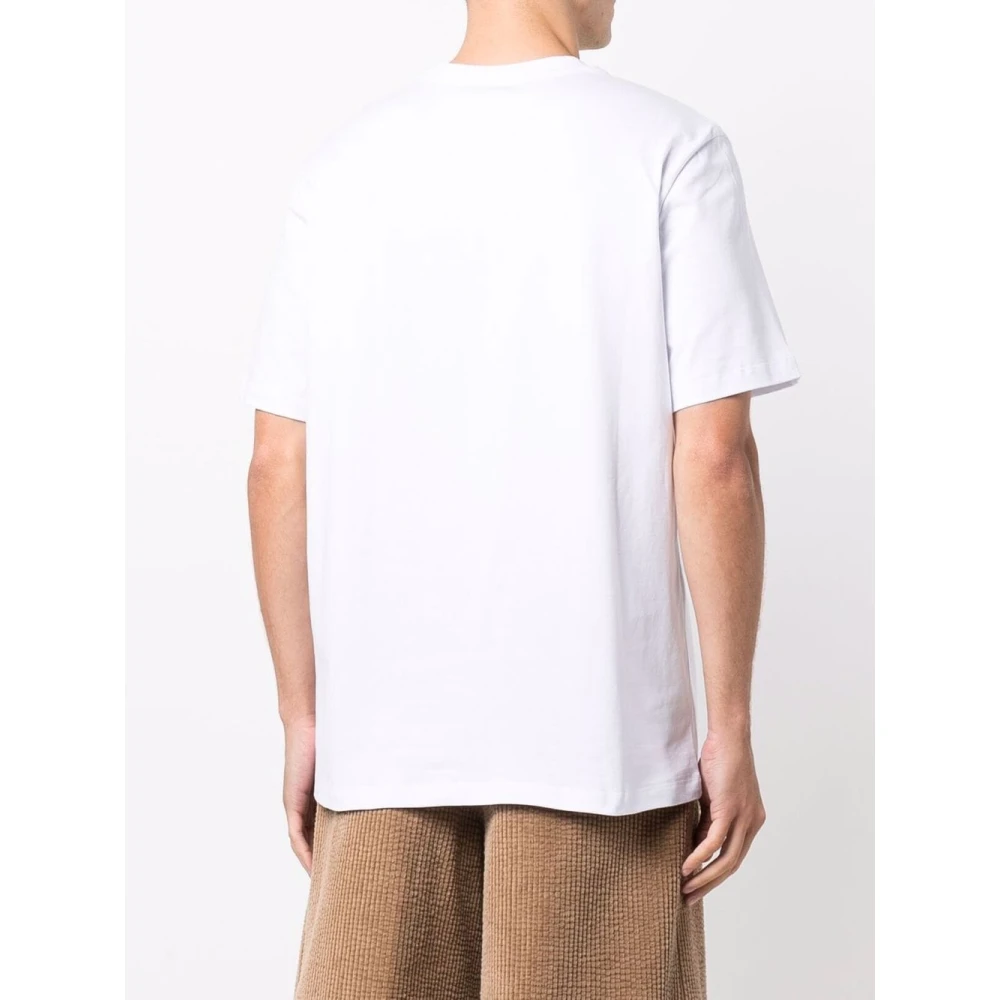 Msgm Heren Logo Print Wit T-shirt White Heren