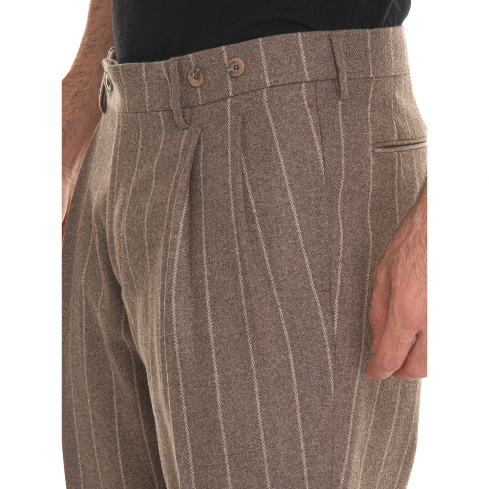 Berwich Gestreepte Chino met Tailoring Vent Beige Heren