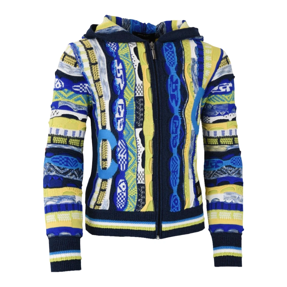 Carlo Colucci Girls Blue Unique Allover ` Cardigan With Stand Collar