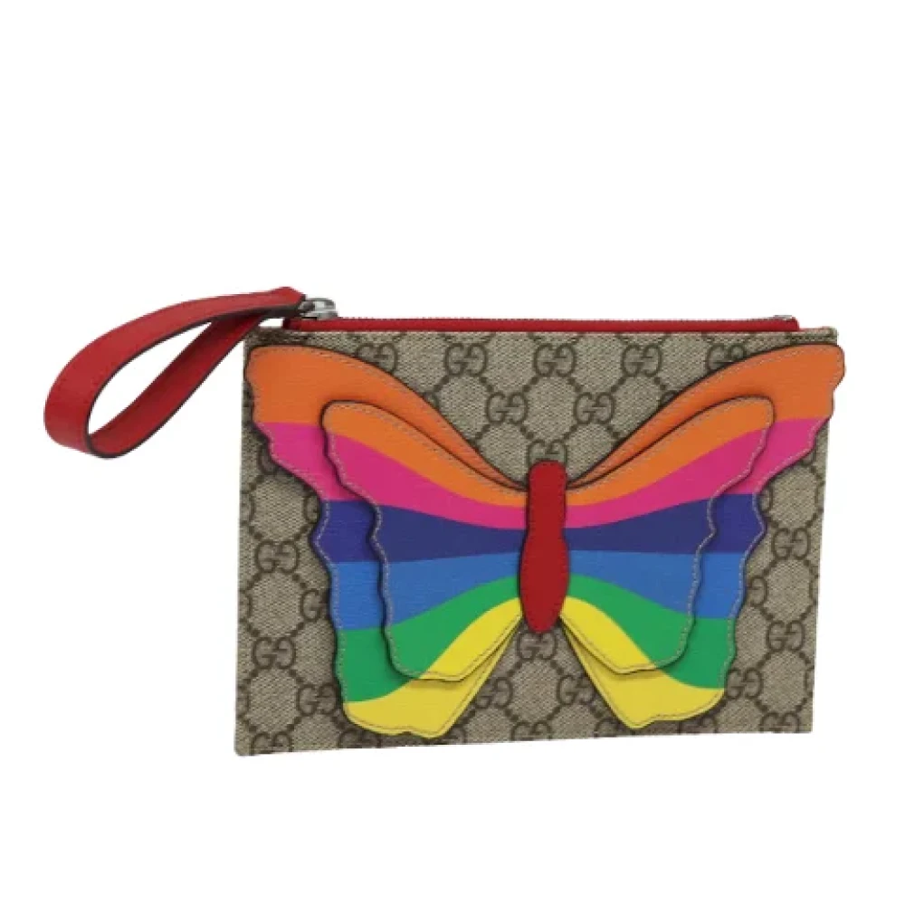 Gucci Vintage Pre-owned Leather clutches Beige Dames