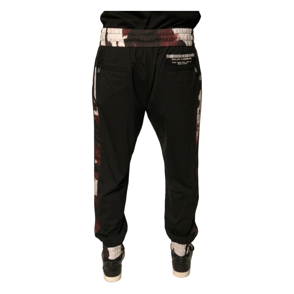 Dolce & Gabbana Camouflage Jogger Cargo Broek met Trekkoordsluiting Black Heren