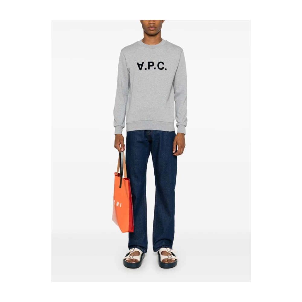 A.p.c. Standaard Flocked Logo Sweatshirt Gray Dames