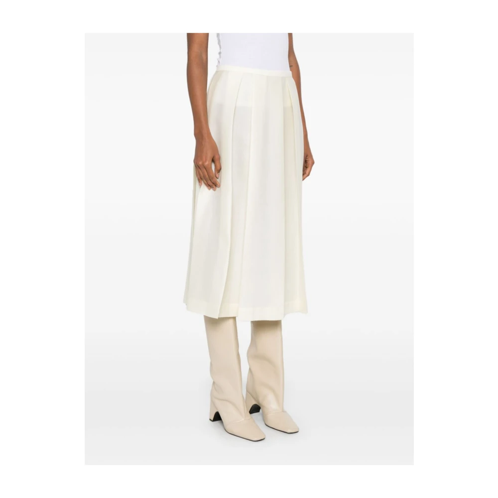 TotêMe Midi Wol Zijde Ivoor Rok Beige Dames
