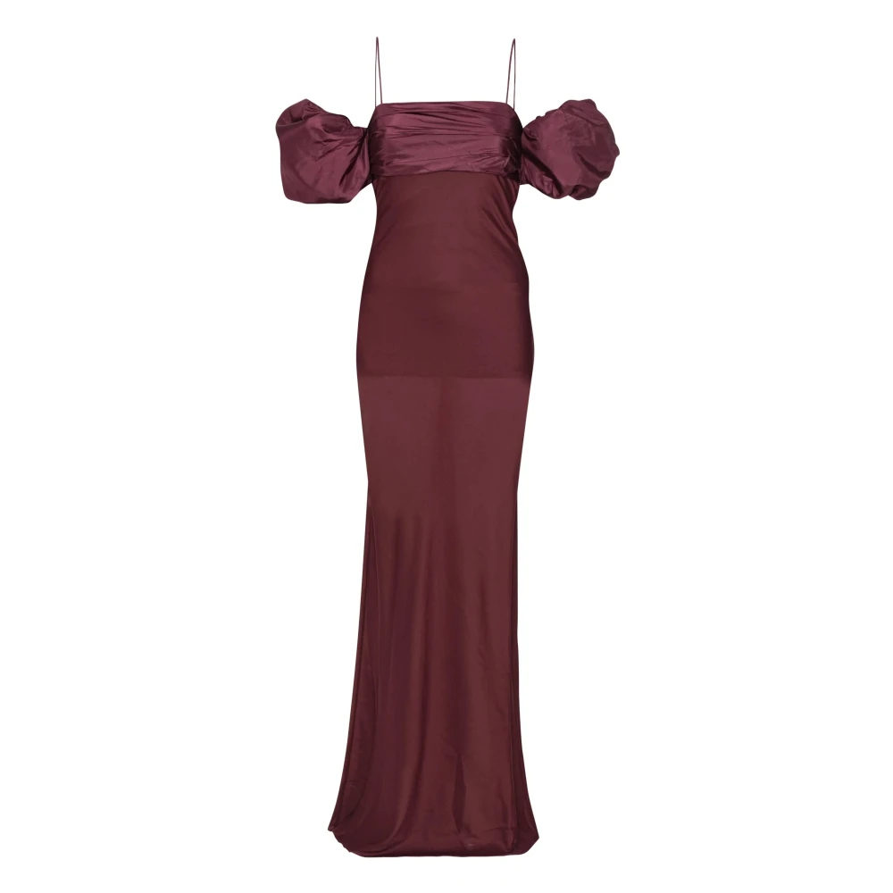 Rotate Birger Christensen Women's Red Gowns, Xs, Chiffon Puff Sleeve Dress