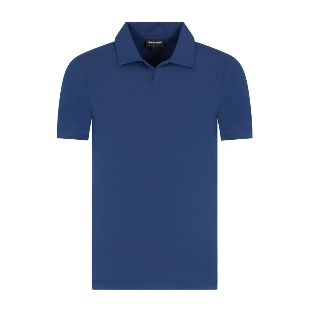 Giorgio Armani Blauw Stretch Jersey Polo Shirt Blue Heren