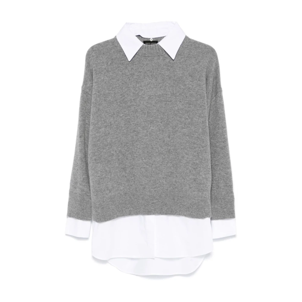 Roberto Collina Mock Neck Shirts ML A5018 Gray Dames