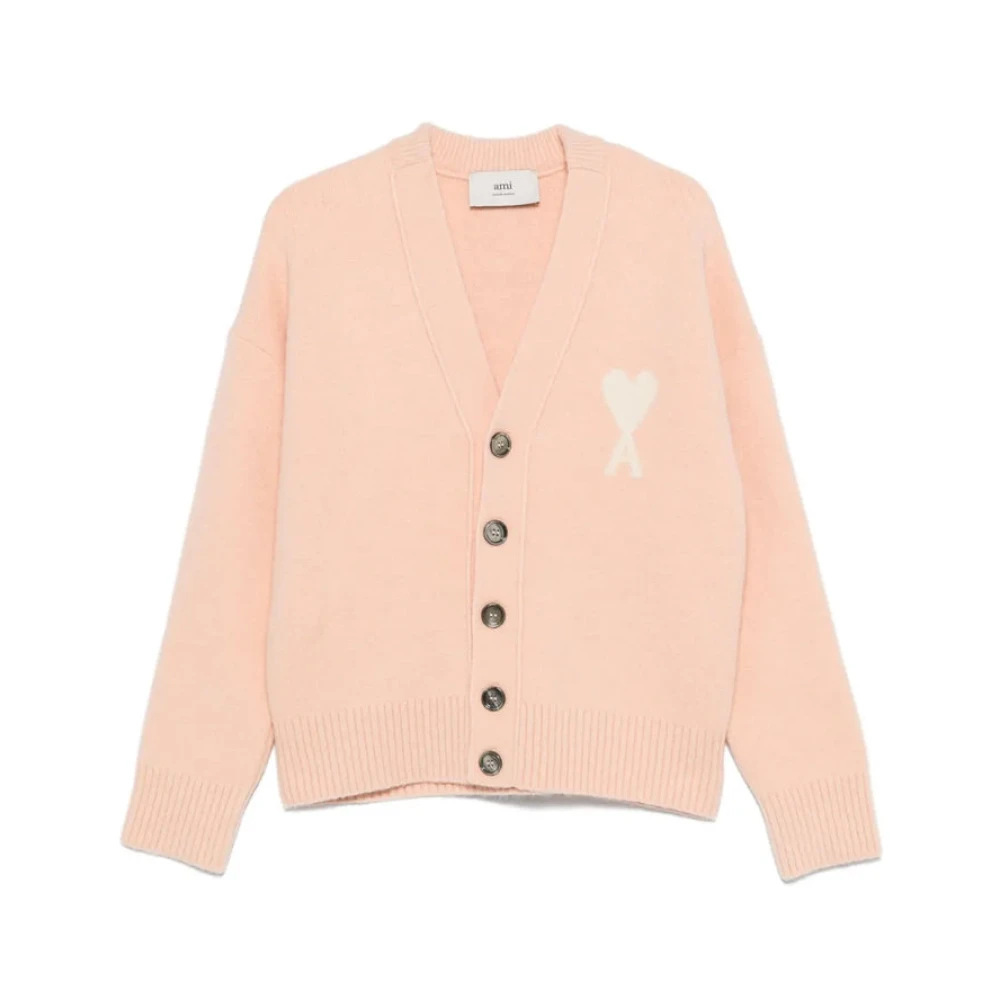 Ami Paris Women's Beige Cardigans, Xl, De Coeur Cardigan