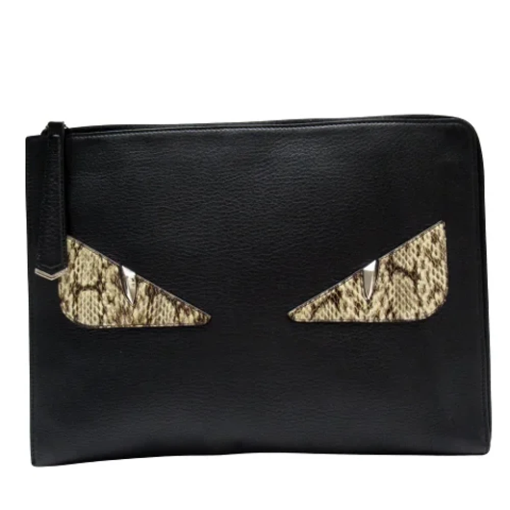 Fendi Vintage Pre-owned Leather clutches Black Dames