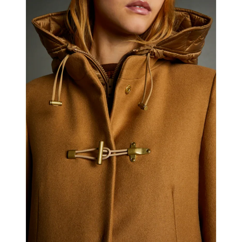 Fay Dubbelzijdige duffle coat met bib en capuchon Brown Dames