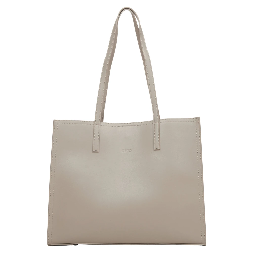 Estro Dames Grijze Leren Shopper Tas Er00115664 Gray Dames