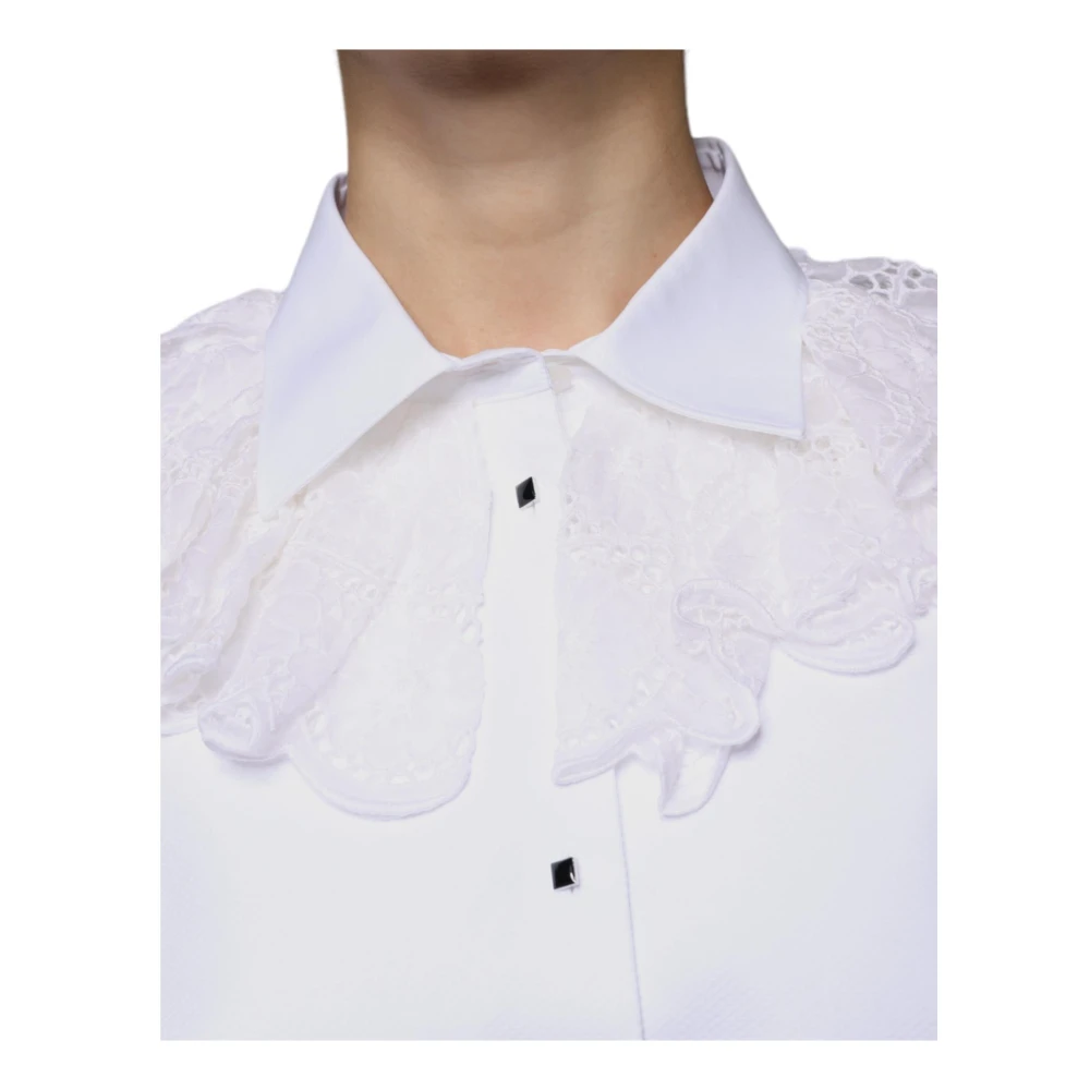Dolce & Gabbana Witte Katoen Zijden Lange Mouw Blouse White Dames