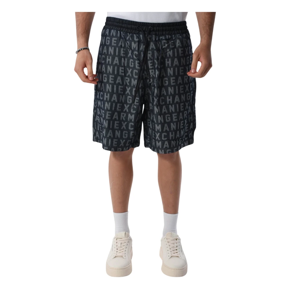 Armani Exchange Denim Bermuda Shorts met elastische taille Multicolor Heren