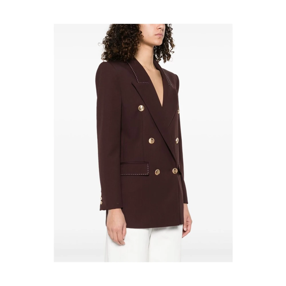Elisabetta Franchi Chocoladebruine double-breasted jas Brown Dames