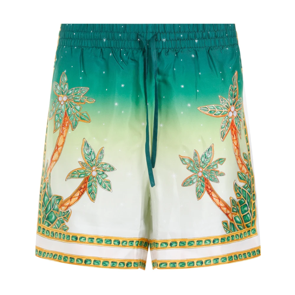 Casablanca Groene Zijden Shorts Multicolor Print Multicolor Heren