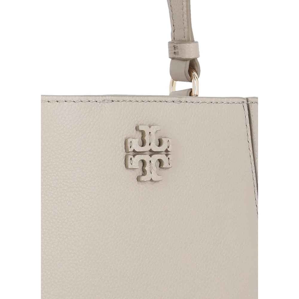 TORY BURCH Beige Leren Handtas met Logo Beige Dames
