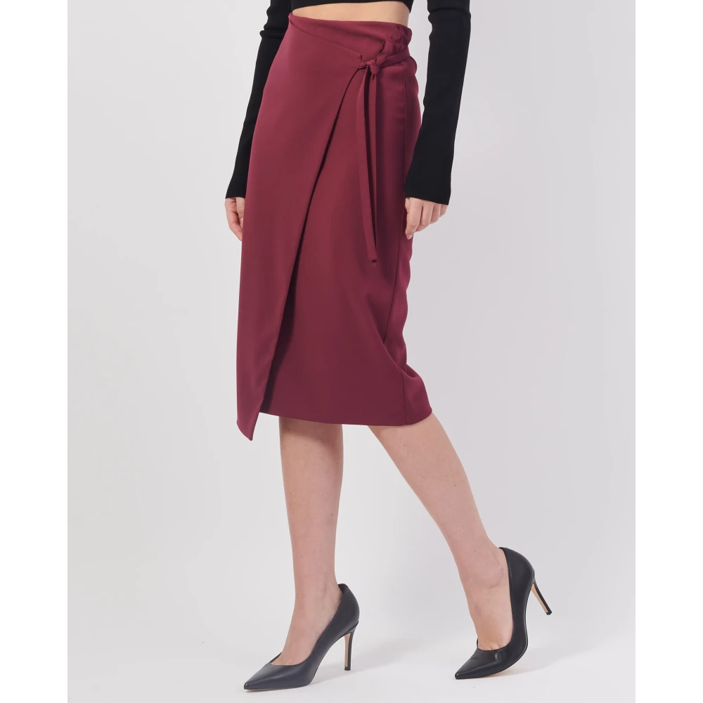 PATRIZIA PEPE Bordeaux Wikkelrok Crepe Stretch Red Dames