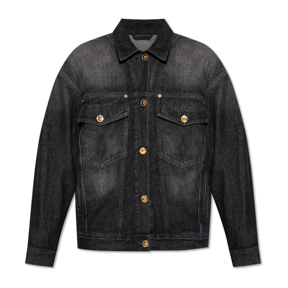 Versace Oversized denim jack Black Dames