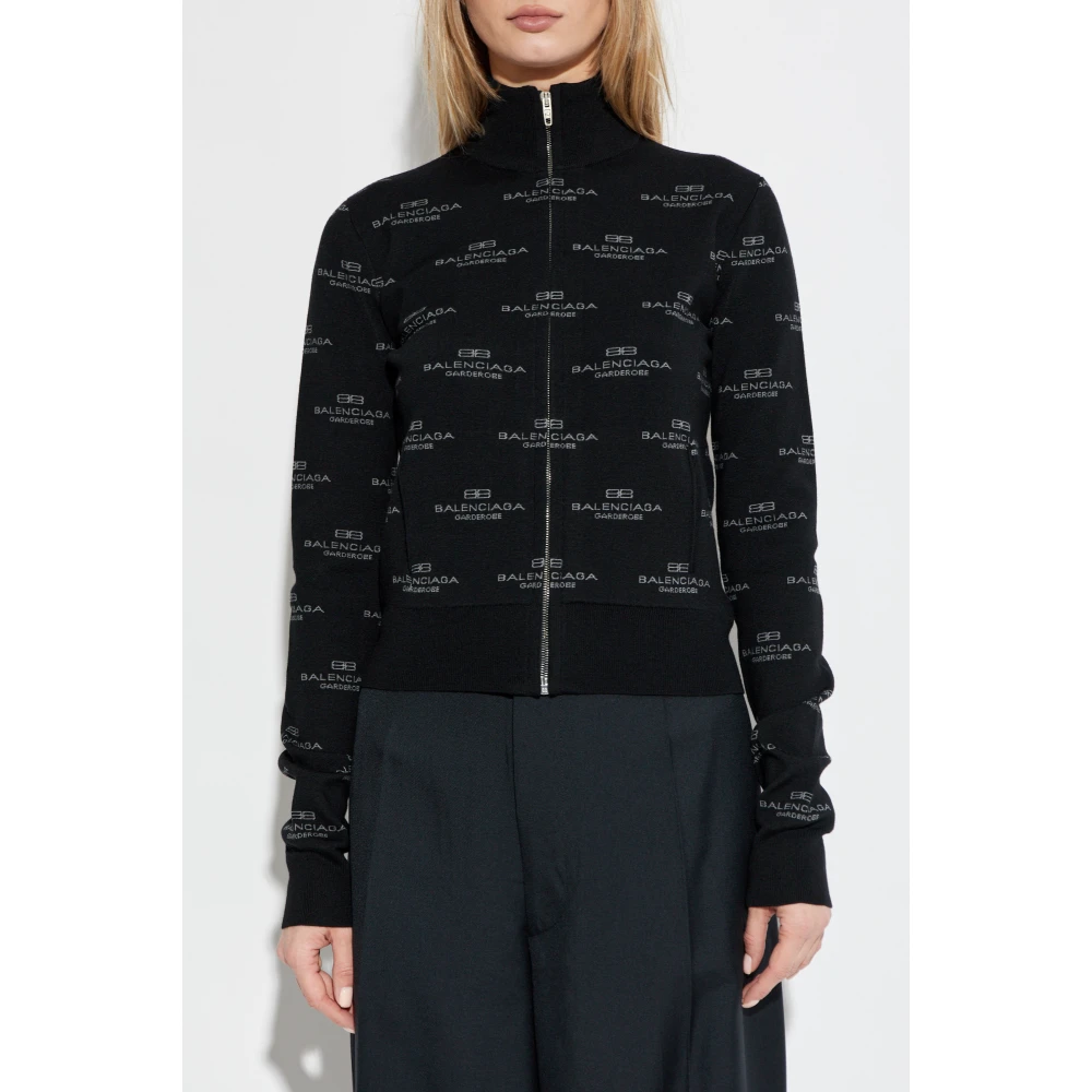 Balenciaga Cardigan met logo Black Dames