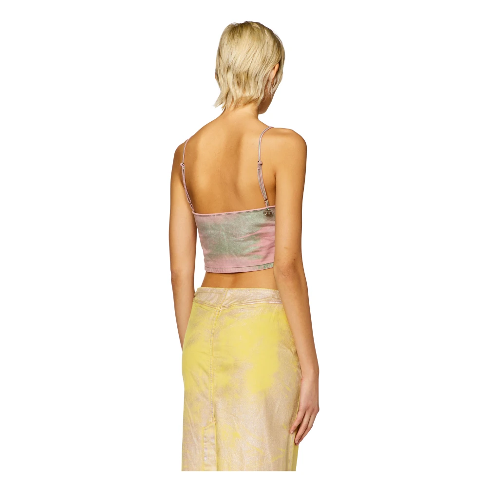 Diesel Top in bicolour laminated denim Multicolor Dames