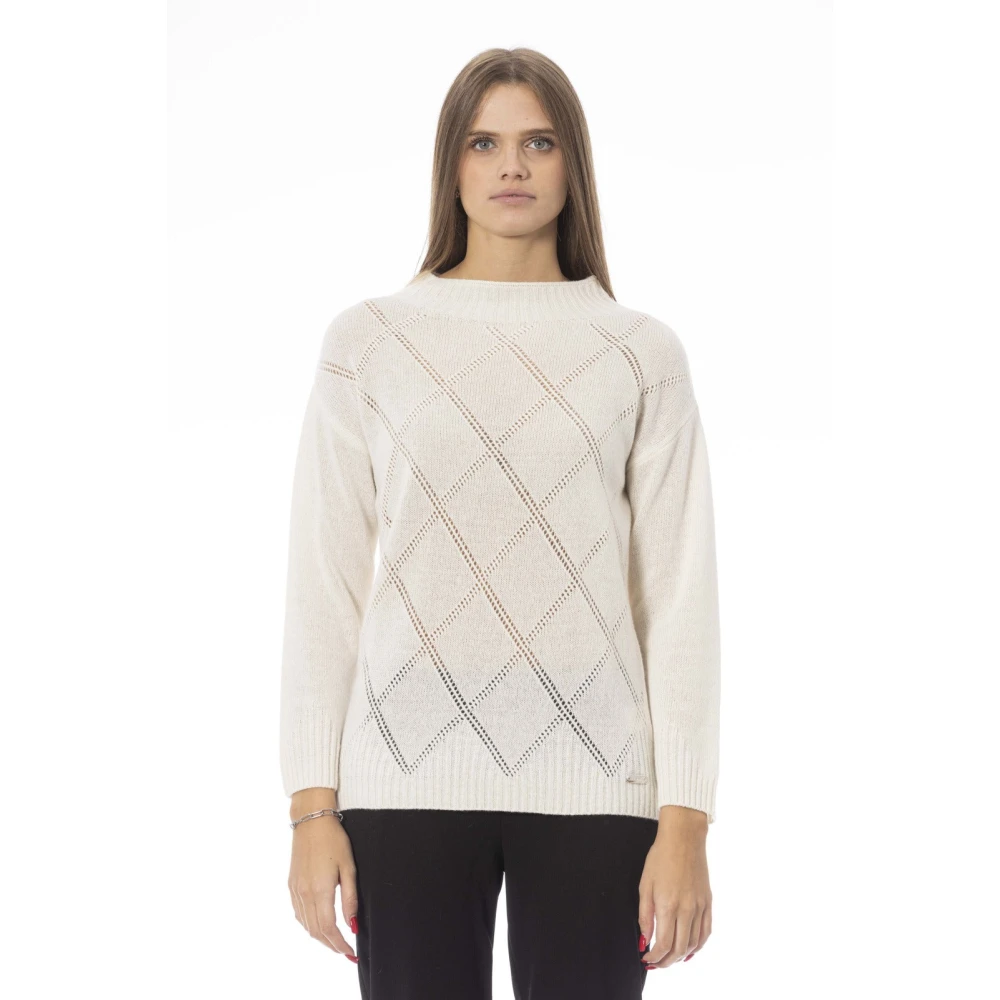 Baldinini Vulcano Neck Long Sleeve Sweater Beige Dames