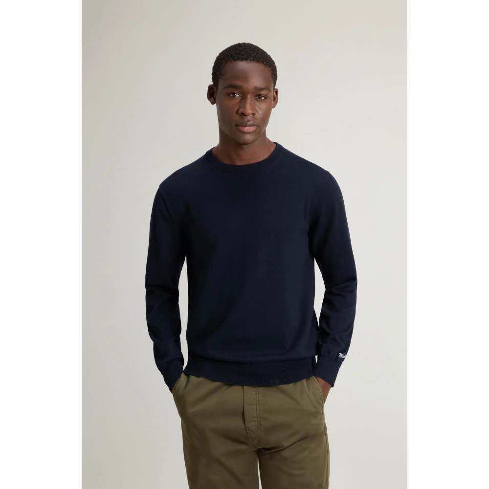 Woolrich Katoenen Crewneck Sweater Blue Heren