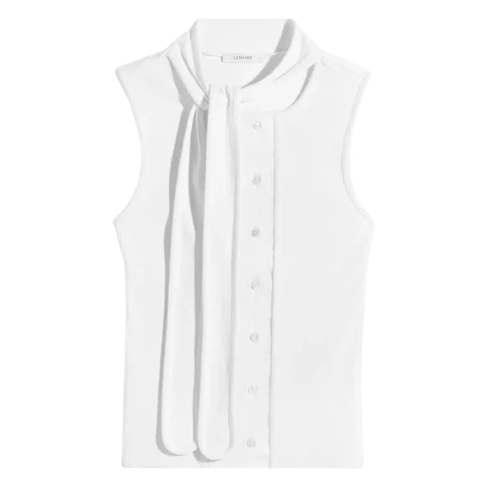 Lemaire White Sleeveless Tops, Female, M, Asymmetrical Fitted Top