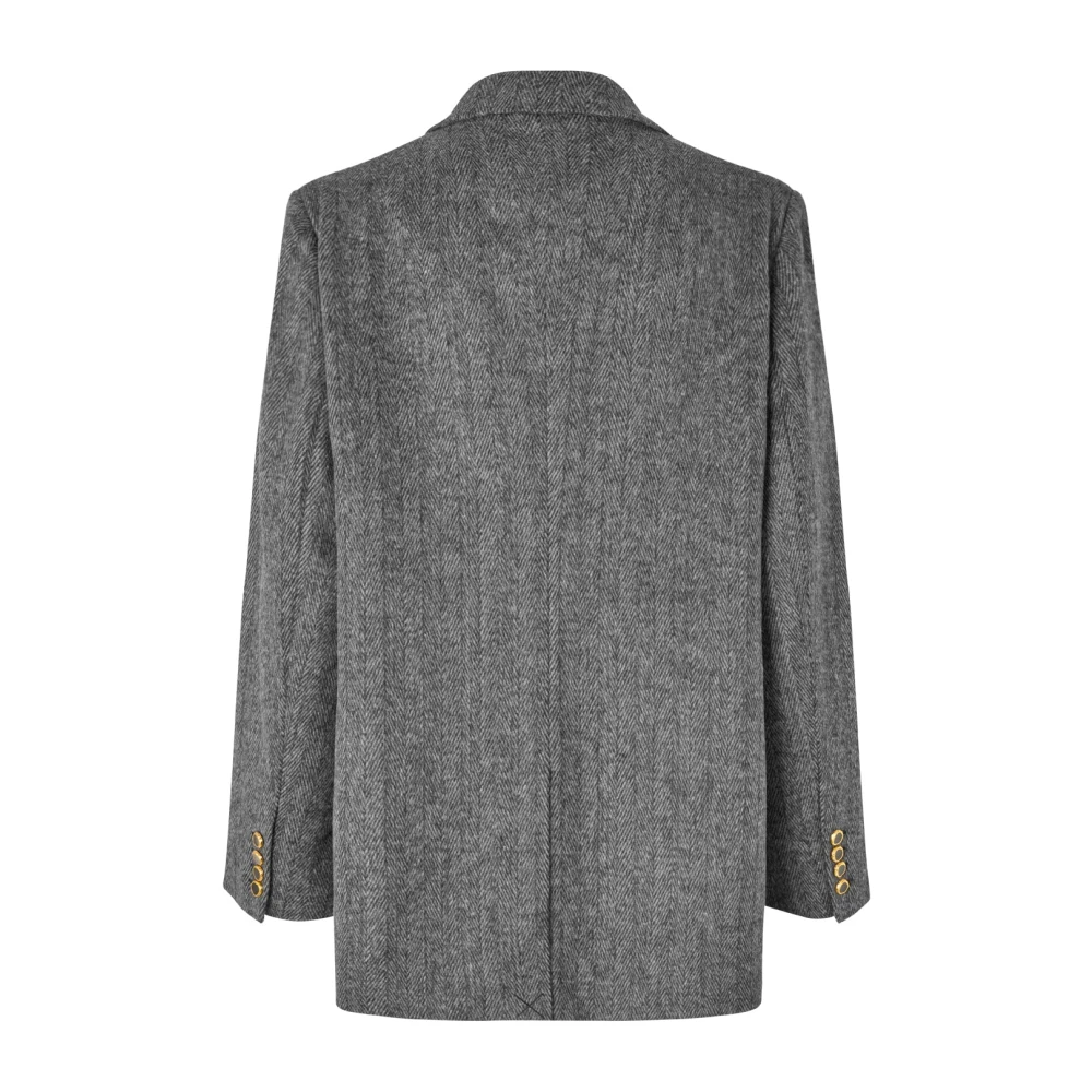 Cras Klassieke Oversized Blazer Grijs Herringbone Gray Dames
