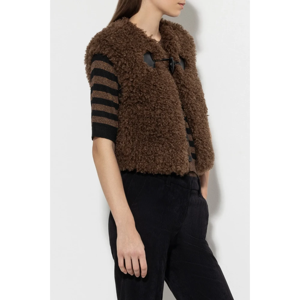 LUISA CERANO Imitatiebont Vest met Decoratieve Sluiting Brown Dames
