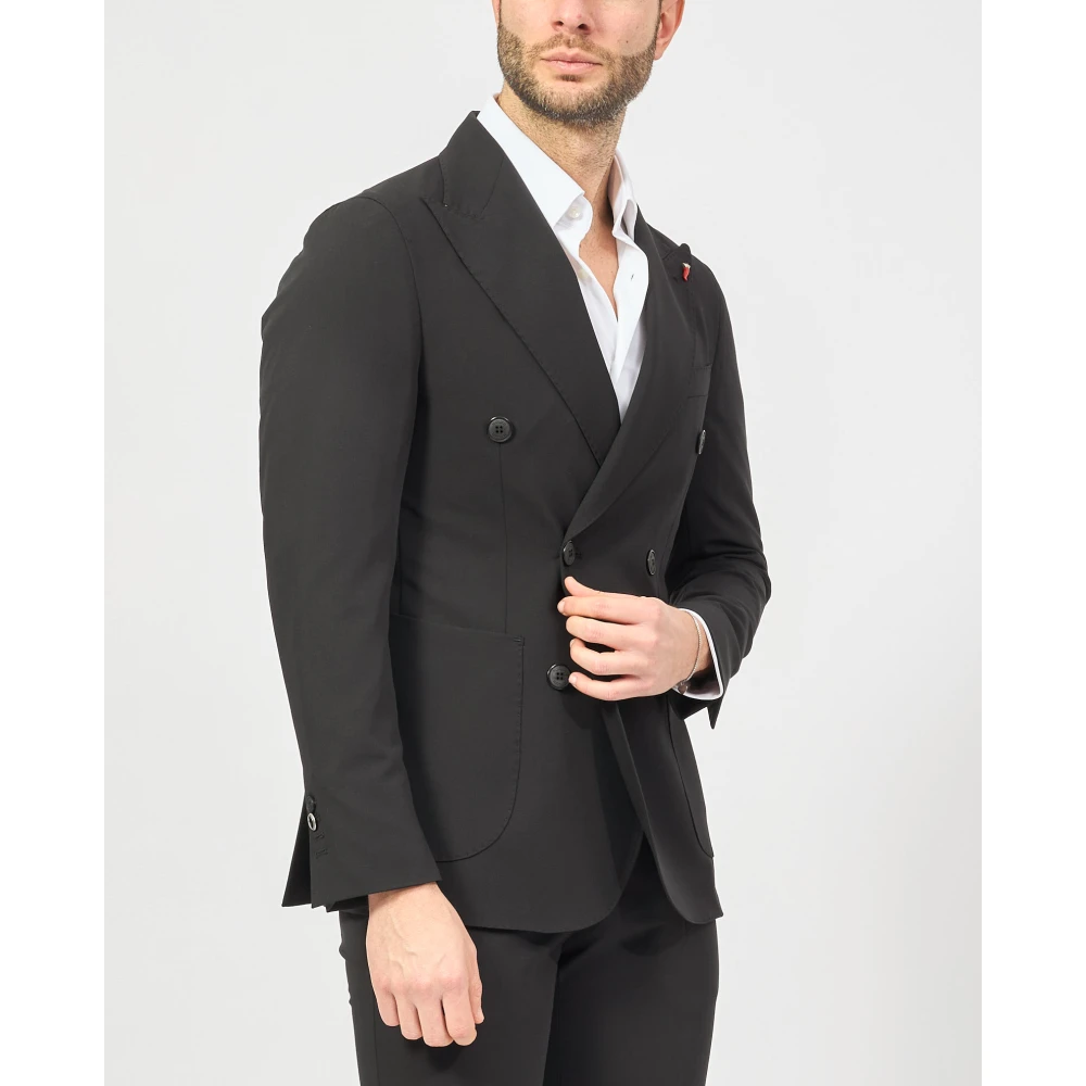 Mulish Zwarte double-breasted jurk met klassieke zakken Black Heren
