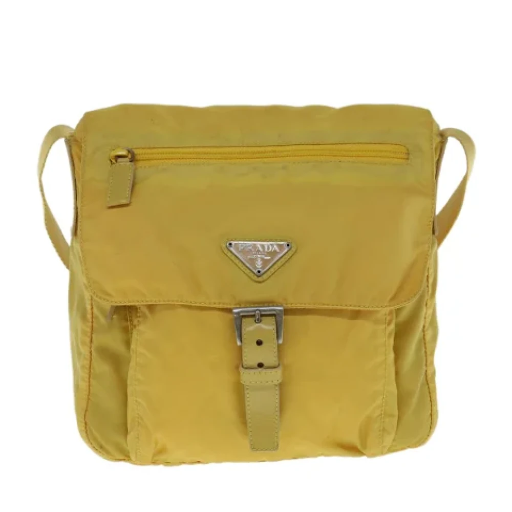 Prada Vintage Pre-owned Canvas shoulder-bags Yellow Dames