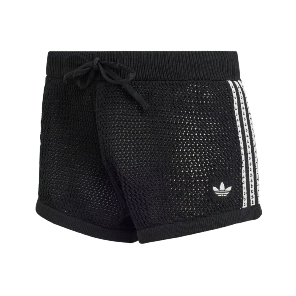 Adidas Women's Black Knitted Crochet Shorts - Training Shorts - S - Sport