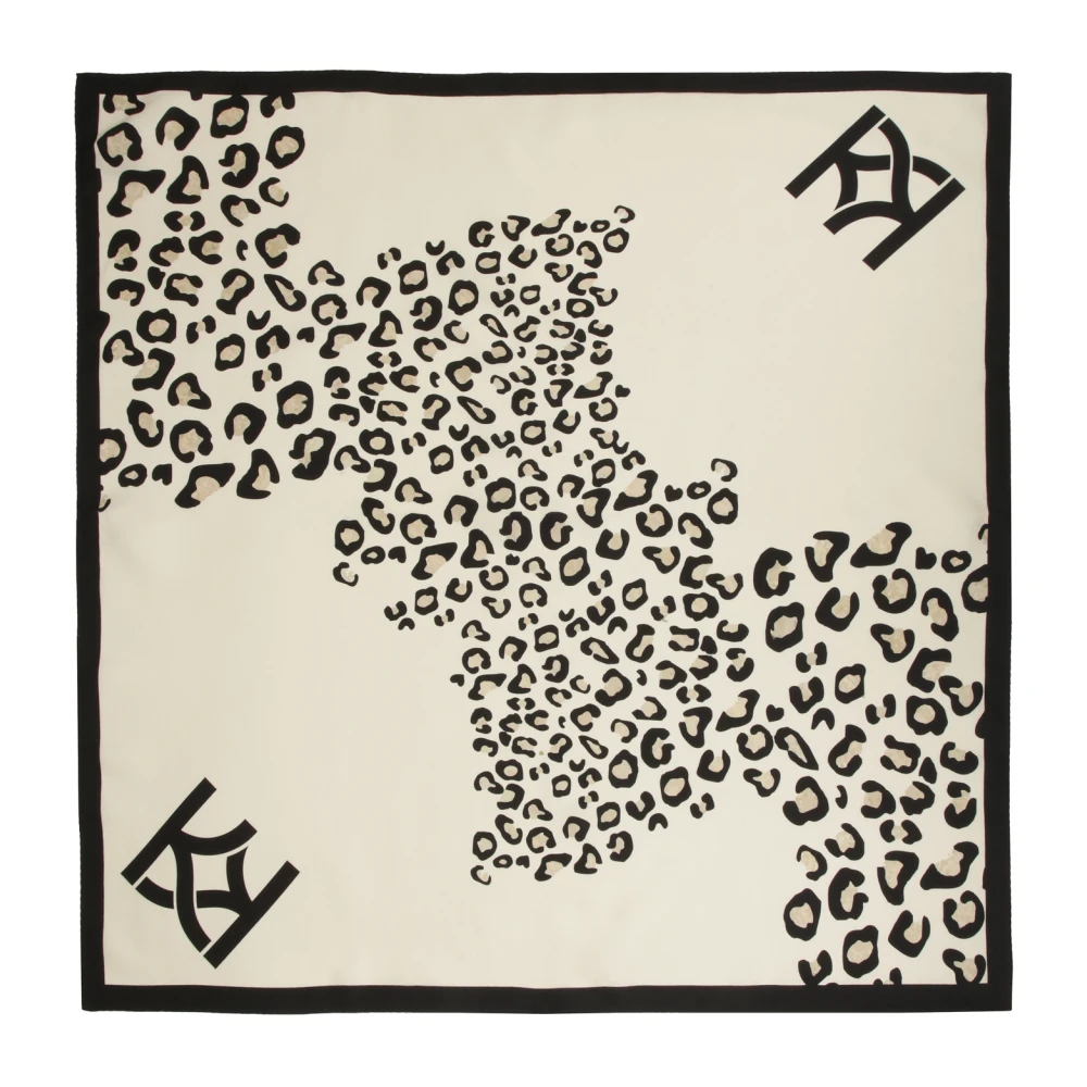Kazar Zijden sjaal met luipaardprint Beige Dames
