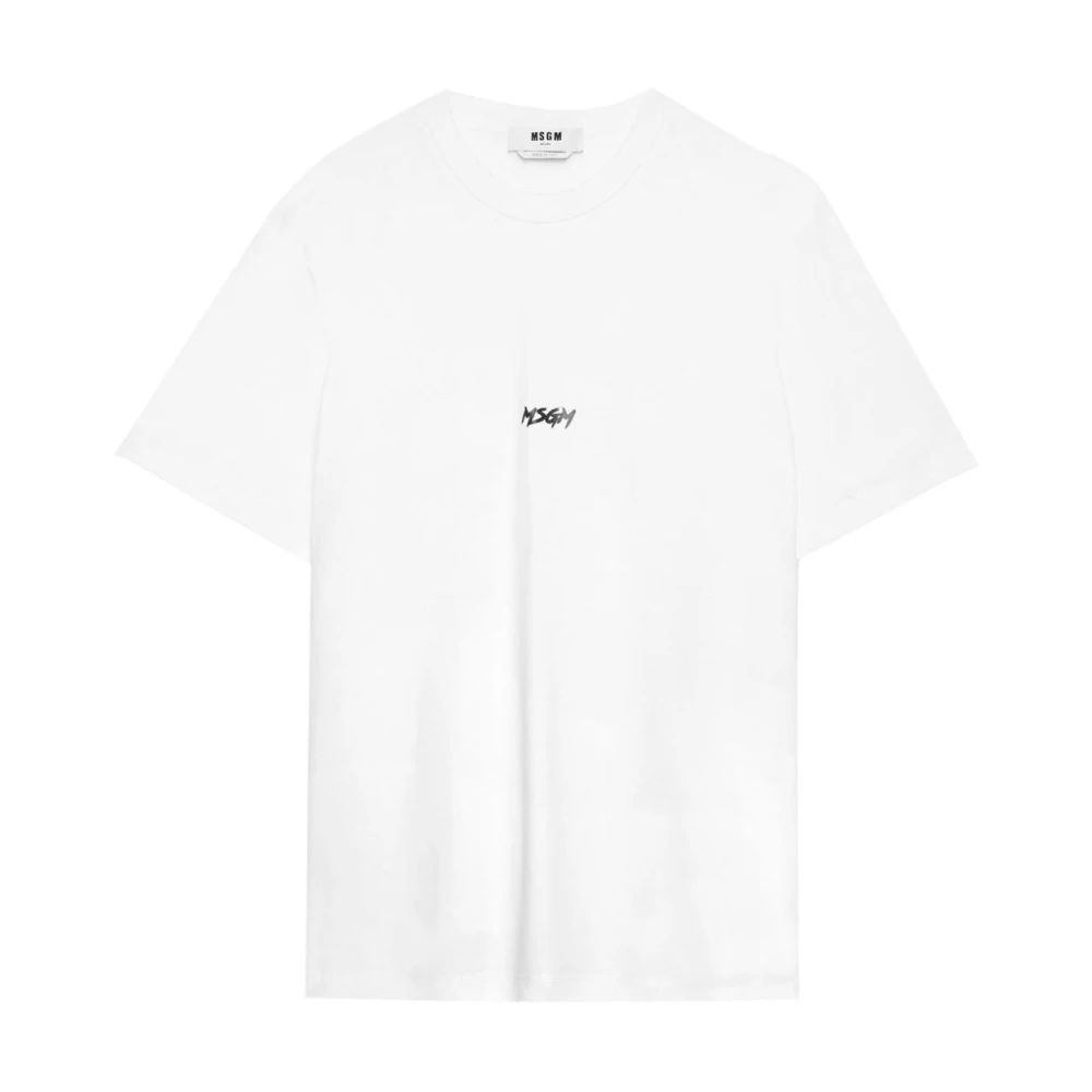 Msgm Katoenen T-shirt met uniek ontwerp White Heren