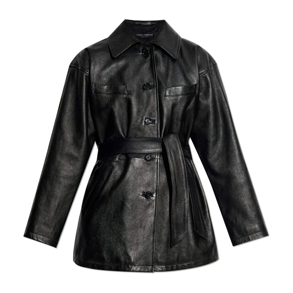 Dolce & Gabbana Leren jas Black Dames