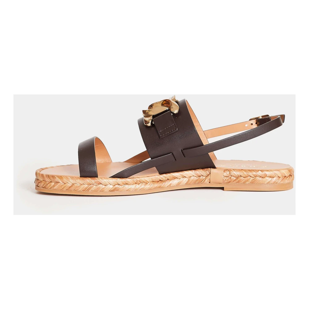 TOD'S Bruin Leren Ketting Sandalen Brown Dames