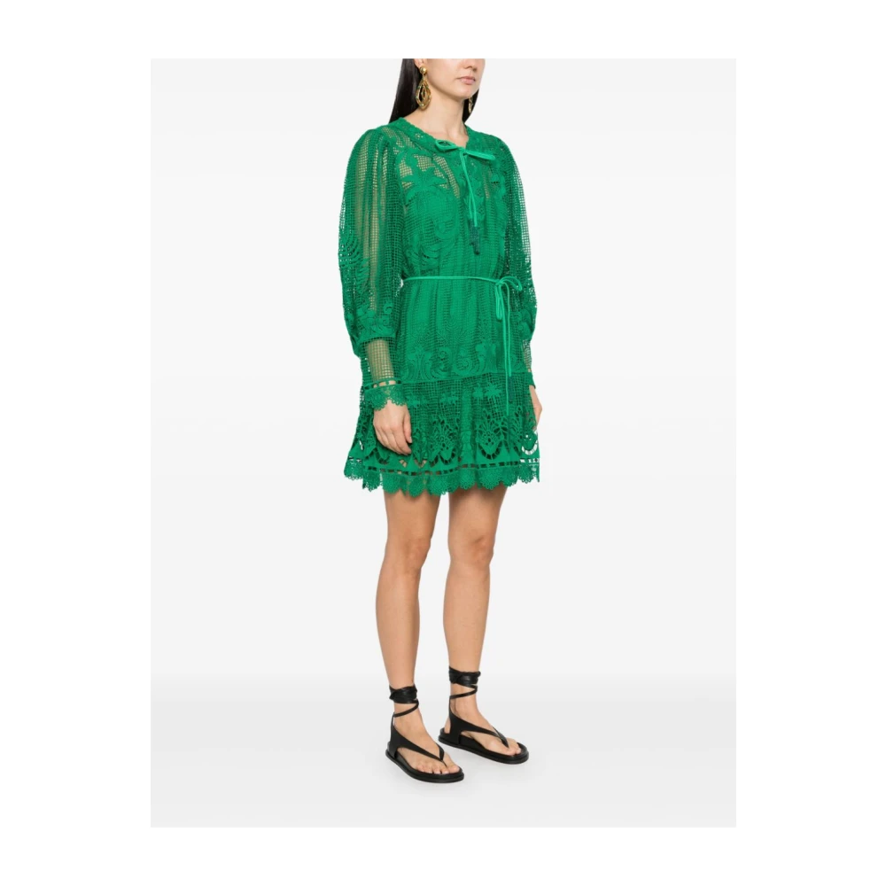 Farm Rio Groene V-hals Knoopmanchet Jurk Green Dames