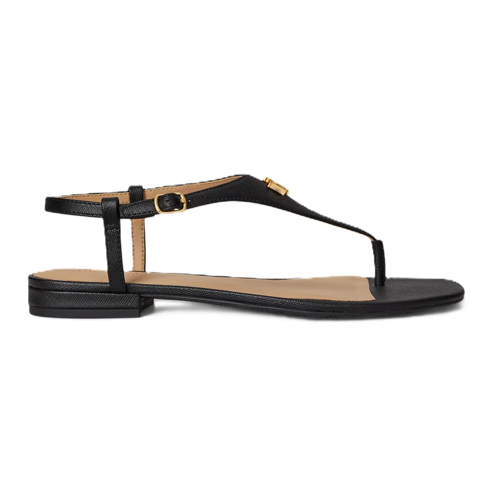 Ralph Lauren Women's Black Everley 2 Flat Sandal - Flat Sandals - 5 Uk - Shoes