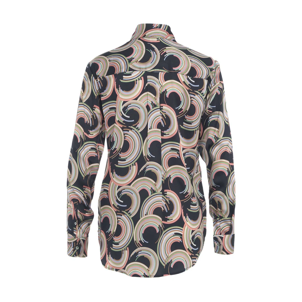 Himon's Blauwe Retro Print Shirt Multicolor Dames