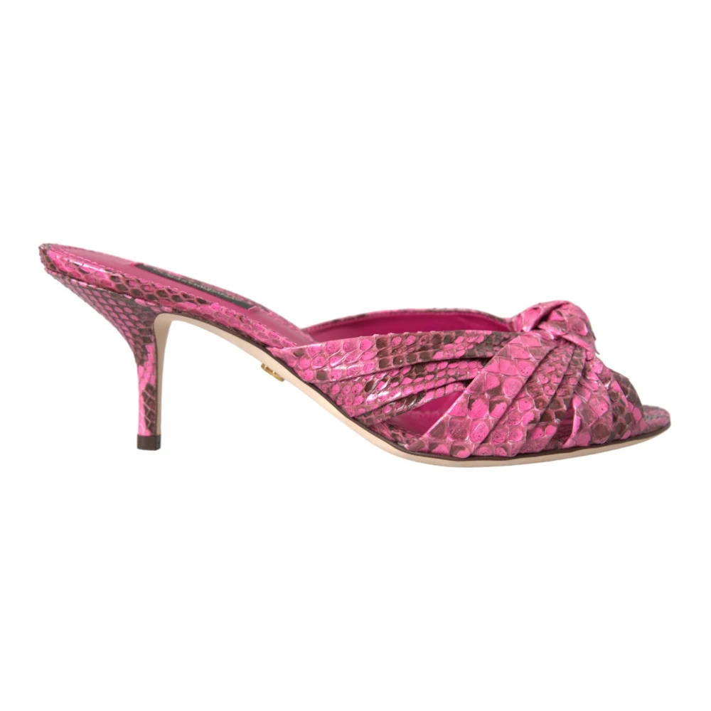 Dolce & Gabbana Women's Pink Exotic Leather Kitten Heels - Heeled Mules - 7 Uk - Shoes