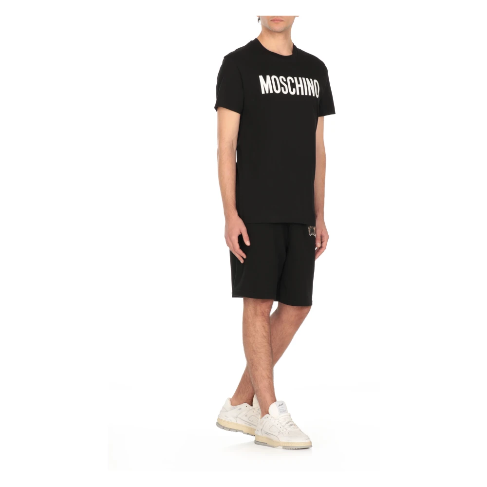 Moschino Zwarte Katoenen T-shirt met Logo Black Heren