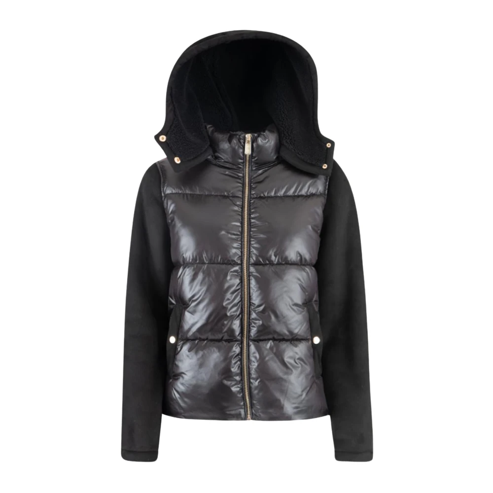 YES ZEE Zwarte Gewatteerde Teddy Hoodie Jas Black Dames