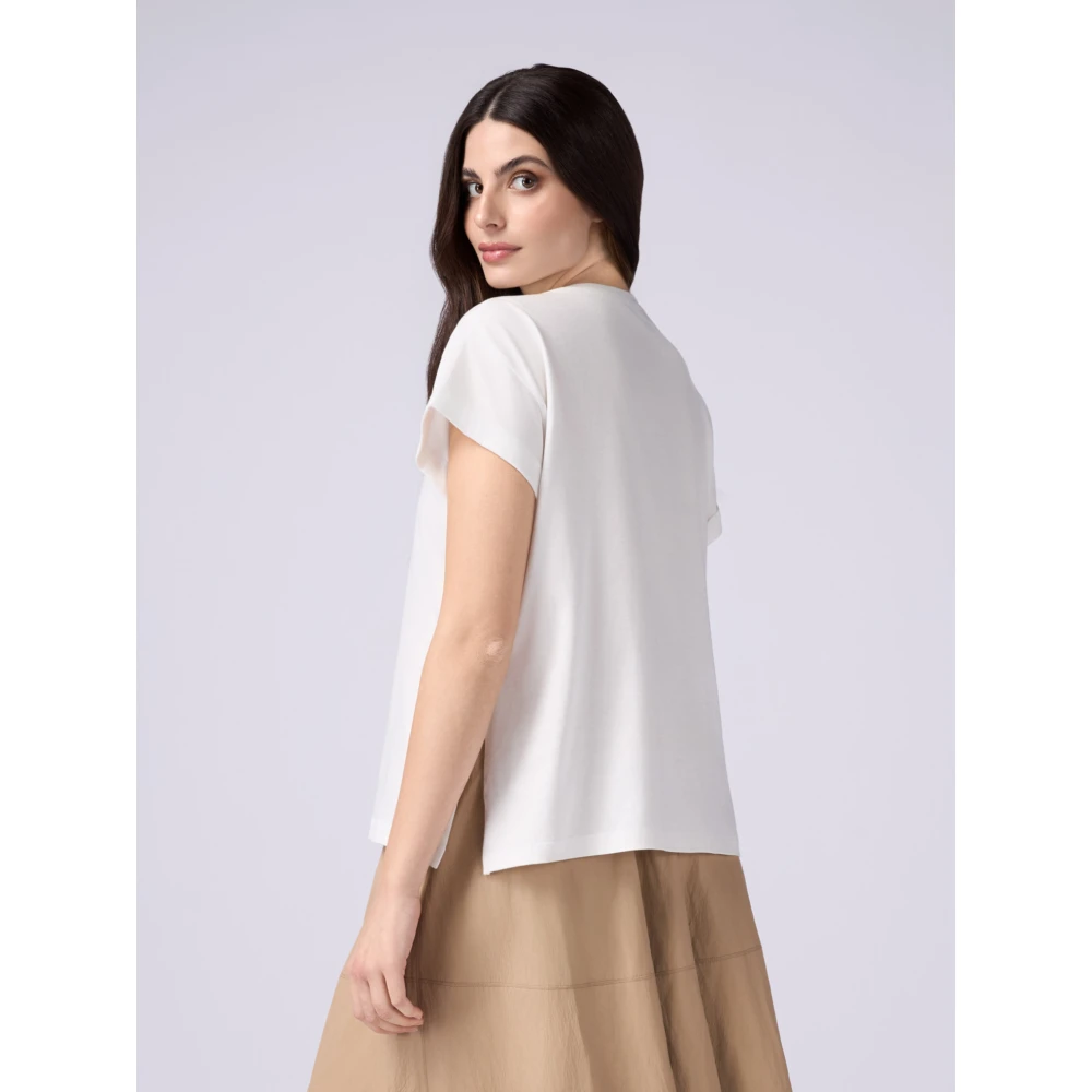 Oltre T-shirt met juweelborduurwerk White Dames
