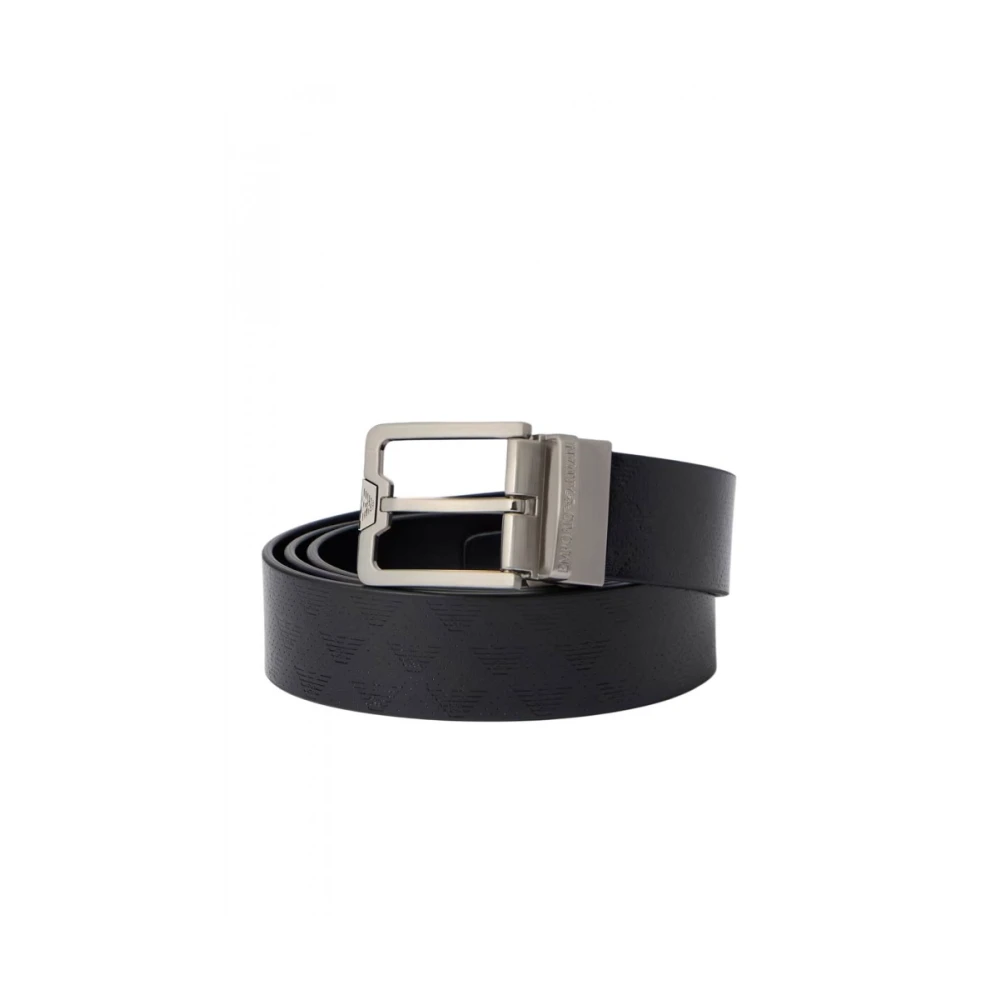 Emporio Armani Eagle Embossed Leather Belt - Male - Belts - Black - One Size - Accessories - Image 4