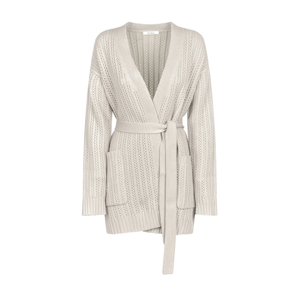 Max Mara Beige Cardigans, Female, M, Vanilla Cardigan With Robe Silhouette